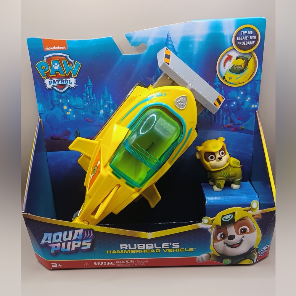 PAW Patrol Aqua Pups Rubble's Yellow and Green Hammerhead Vehicle